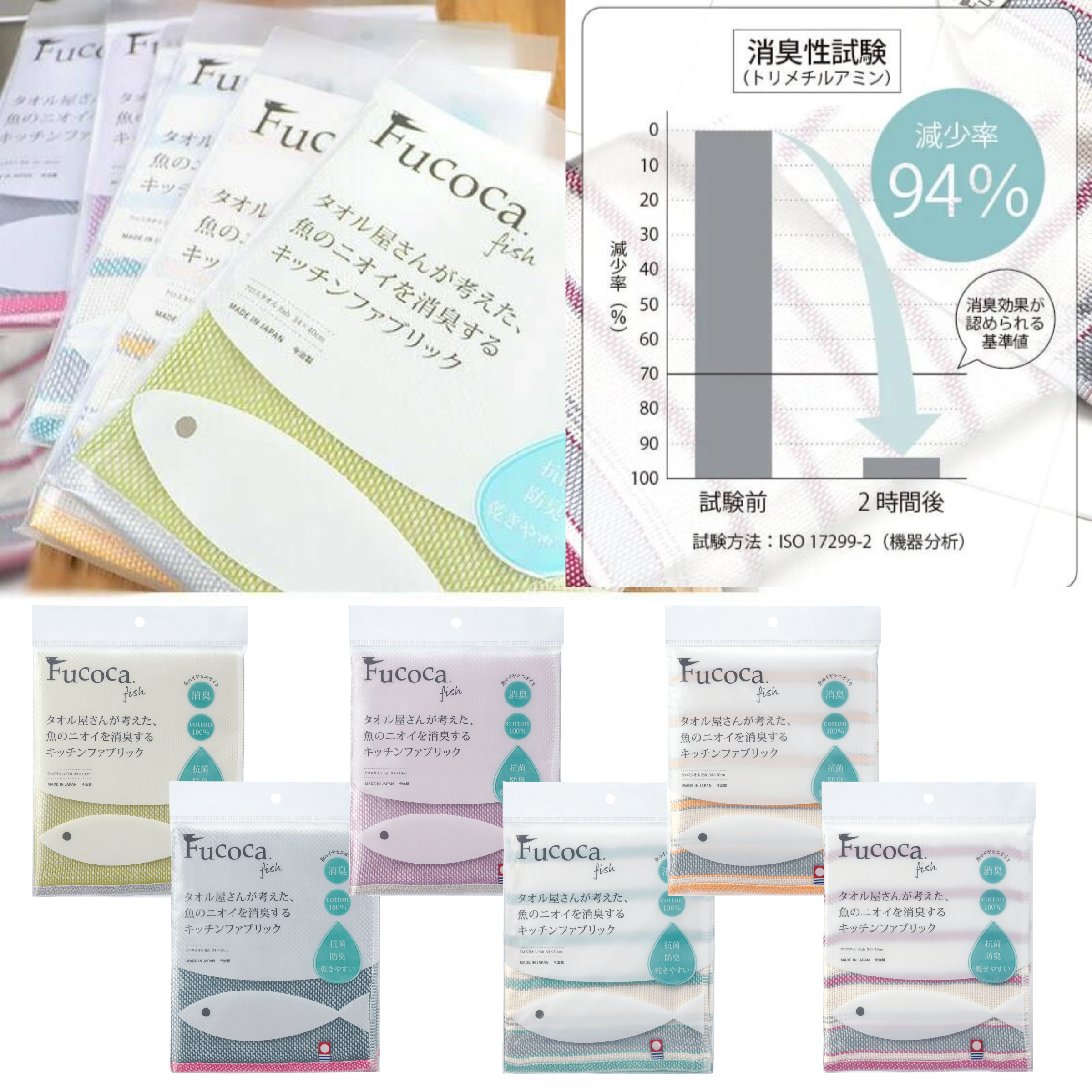 <2條優惠> Fucoca今治除臭抗菌廚房毛巾