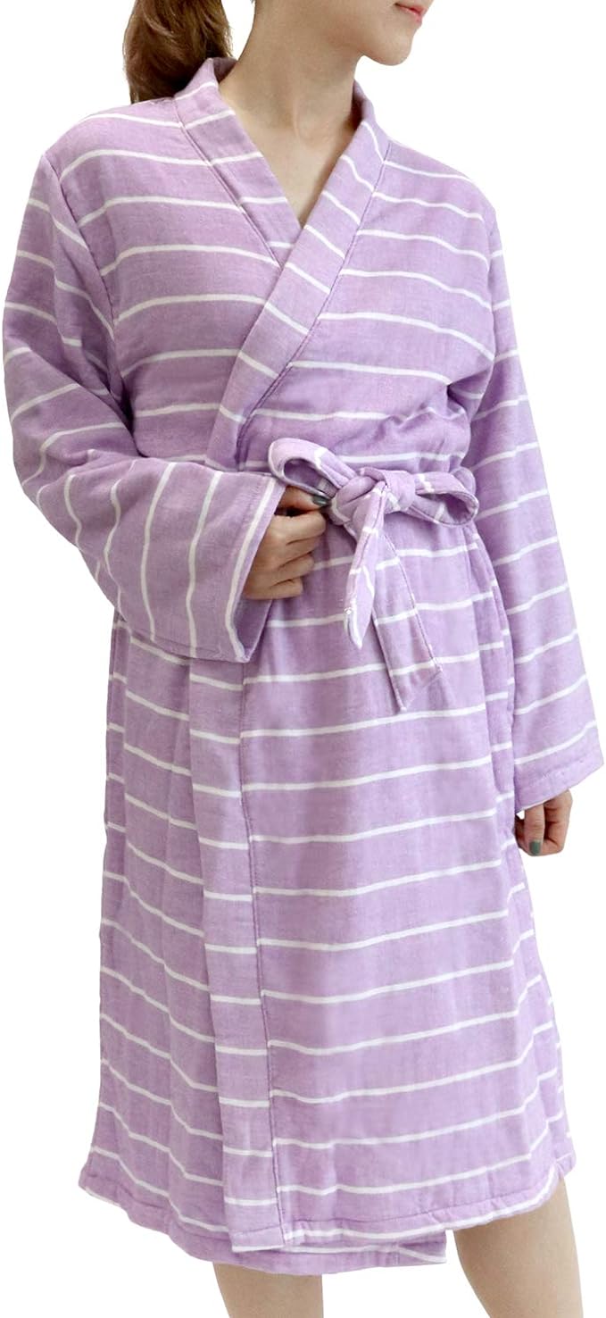 間紋紗布毛巾浴袍