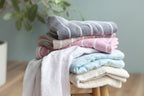 <2條優惠> 間紋紗布毛巾 面巾