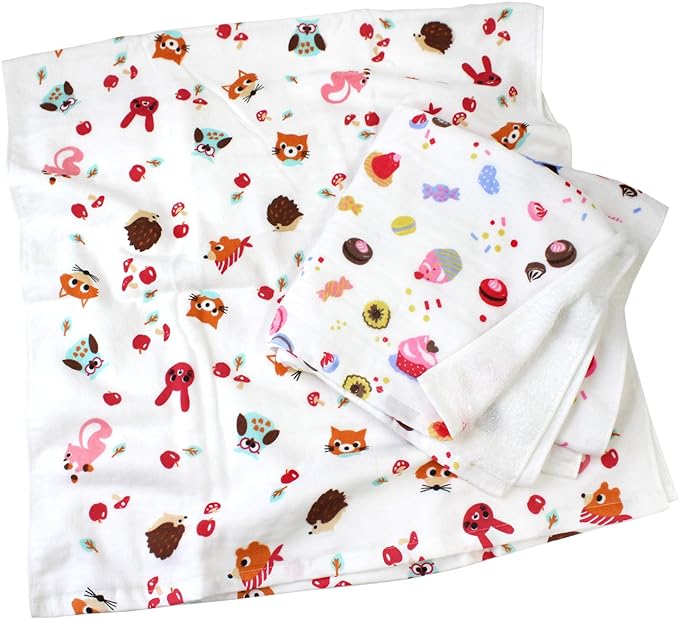 <2條優惠> 圖案紗布毛巾 浴巾