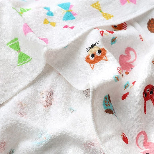 <2條優惠> 圖案紗布毛巾 面巾