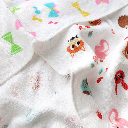 <2條優惠> 圖案紗布毛巾 浴巾