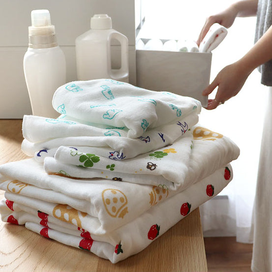 <2條優惠> 圖案紗布毛巾 浴巾